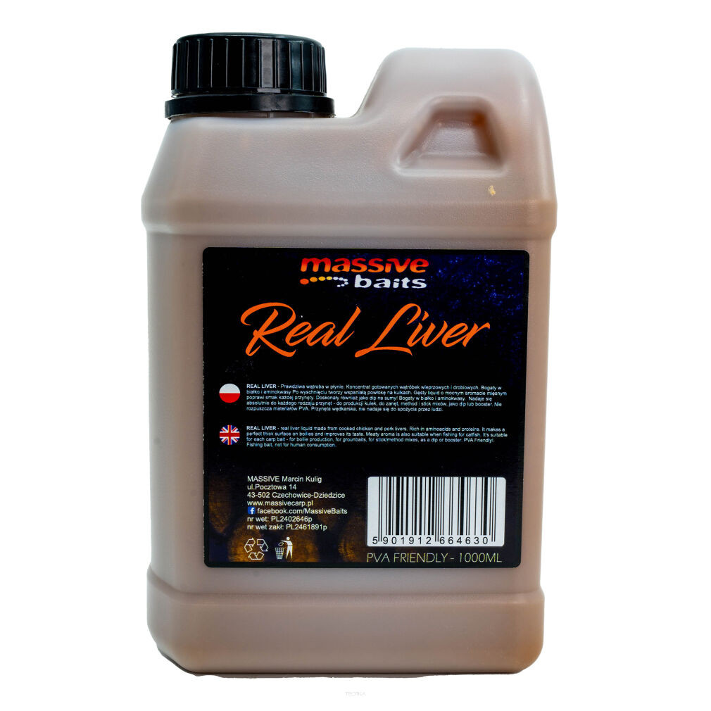 Dodatek Liquids Massive Baits 1000ml - Real Liver Dodatek Liquids Massive Baits 1000ml - Real Liver