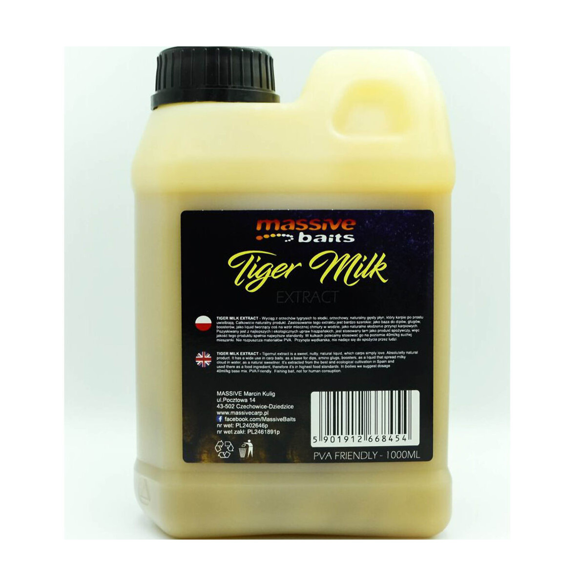 Dodatek Liquids Massive Baits 1000ml - Tiger Milk Dodatek Liquids Massive Baits 1000ml - Tiger Milk