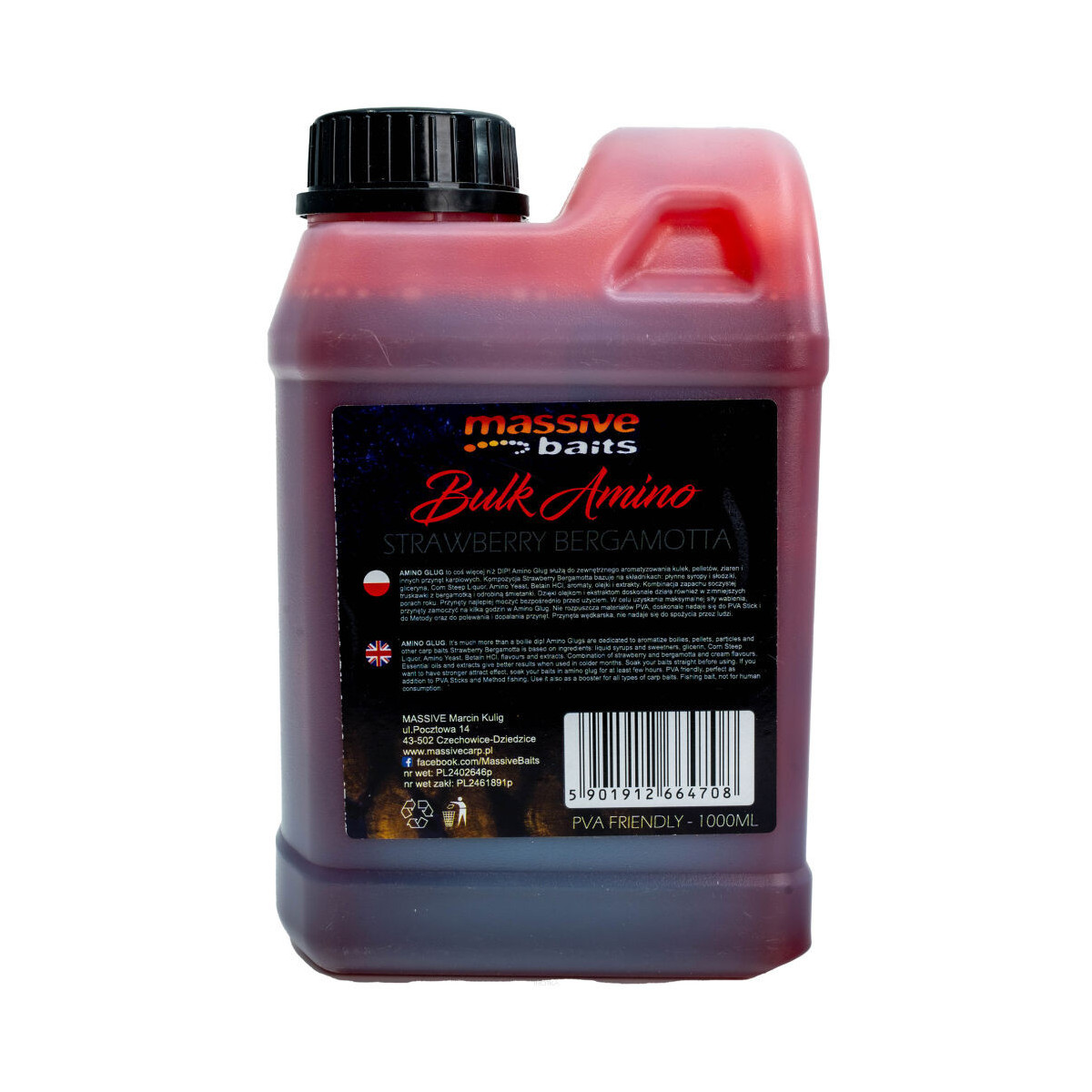 Dodatek Liquids Massive Baits 1000ml - Bulk Amino Strawberry Bergamotta Dodatek Liquids Massive Baits 1000ml - Bulk Amino Strawberry Bergamotta