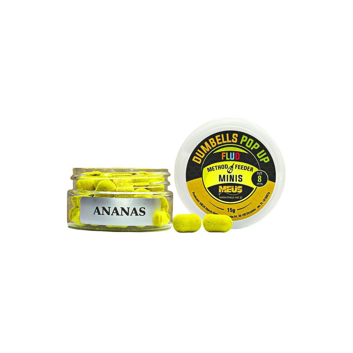 Kulki Meus Dumbells Fluo Pop Up MINIS 15g / 8mm / Ananas Kulki Meus Dumbells Fluo Pop Up MINIS 15g / 8mm / Ananas