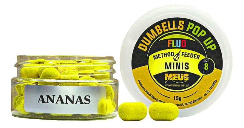 Kulki Meus Dumbells Fluo Pop Up MINIS 15g / 8mm / Ananas  Kulki Meus Dumbells Fluo Pop Up MINIS 15g / 8mm / Ananas