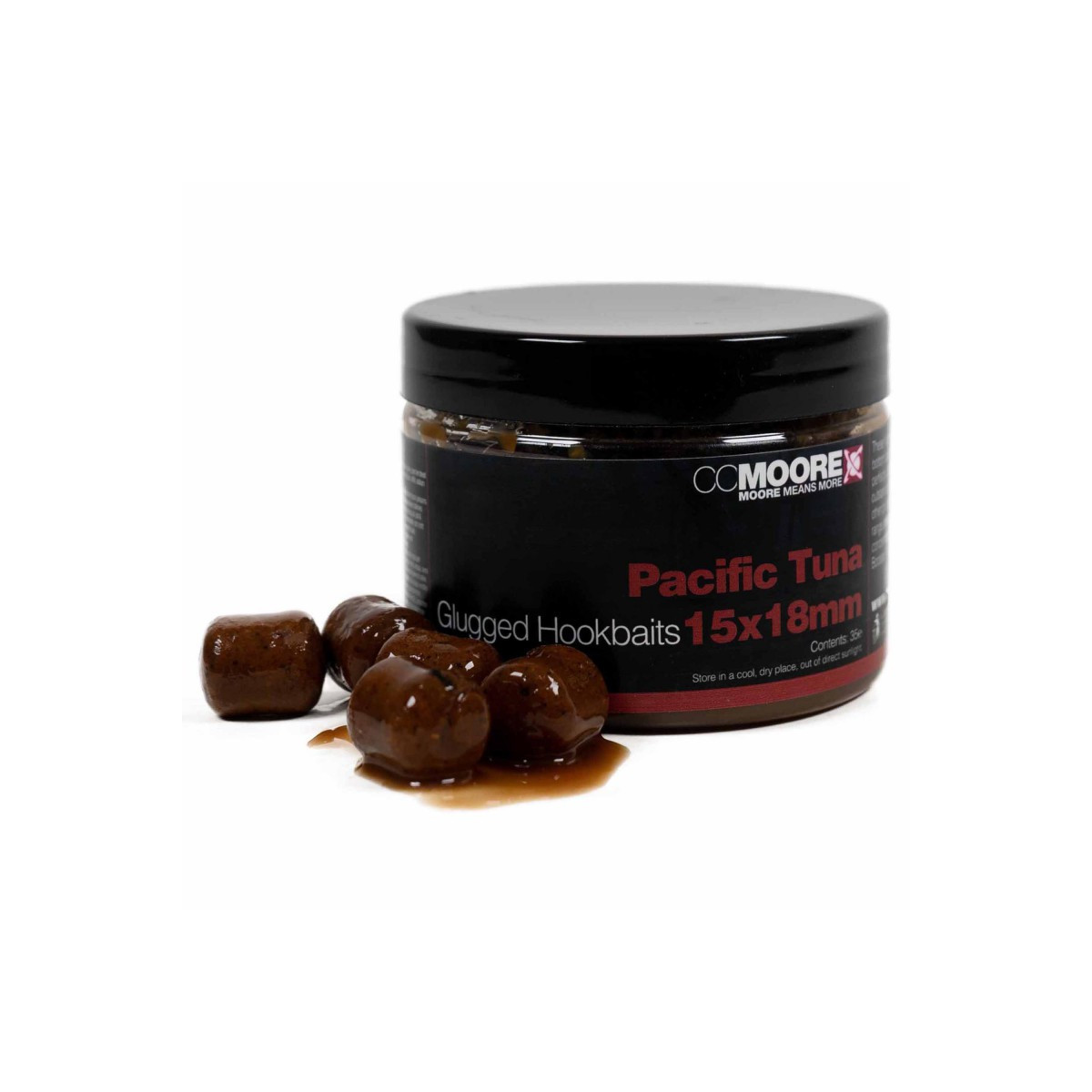 Kulki proteinowe CC Moore w zalewie Glugged Hookbaits 15x18mm - Pacific Tuna 