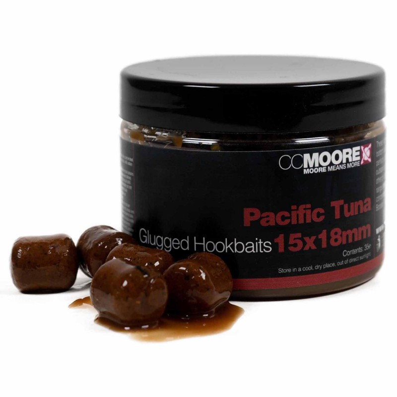 Kulki proteinowe CC Moore w zalewie Glugged Hookbaits 15x18mm - Pacific Tuna 