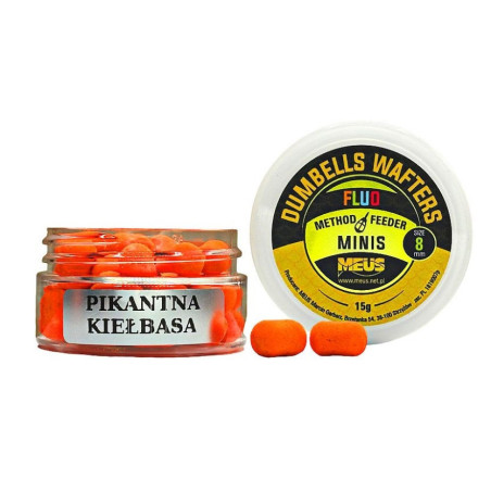 Kulki hakowe Meus Dumbells Fluo Wafters MINIS 15g / 8mm / pikantna kiełbasa