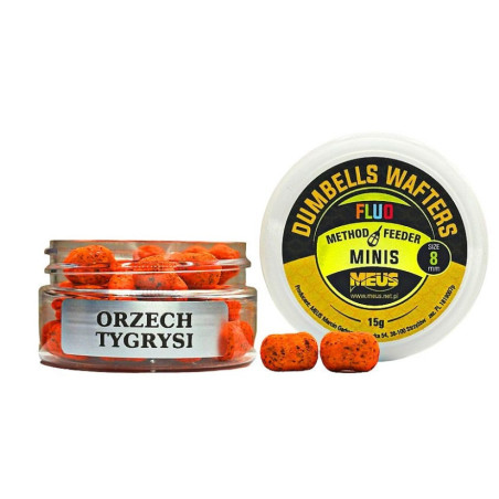 Kulki hakowe Meus Dumbells Fluo Wafters MINIS 15g, 8mm - orzech tygrysi