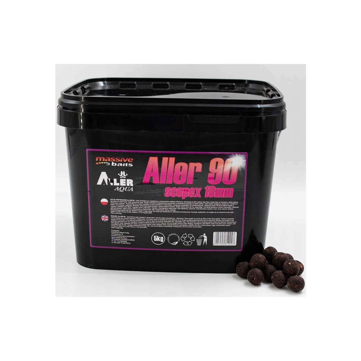 Kulki proteinowe Massive Baits Aller 90 Natural 5kg - 18mm Scopex