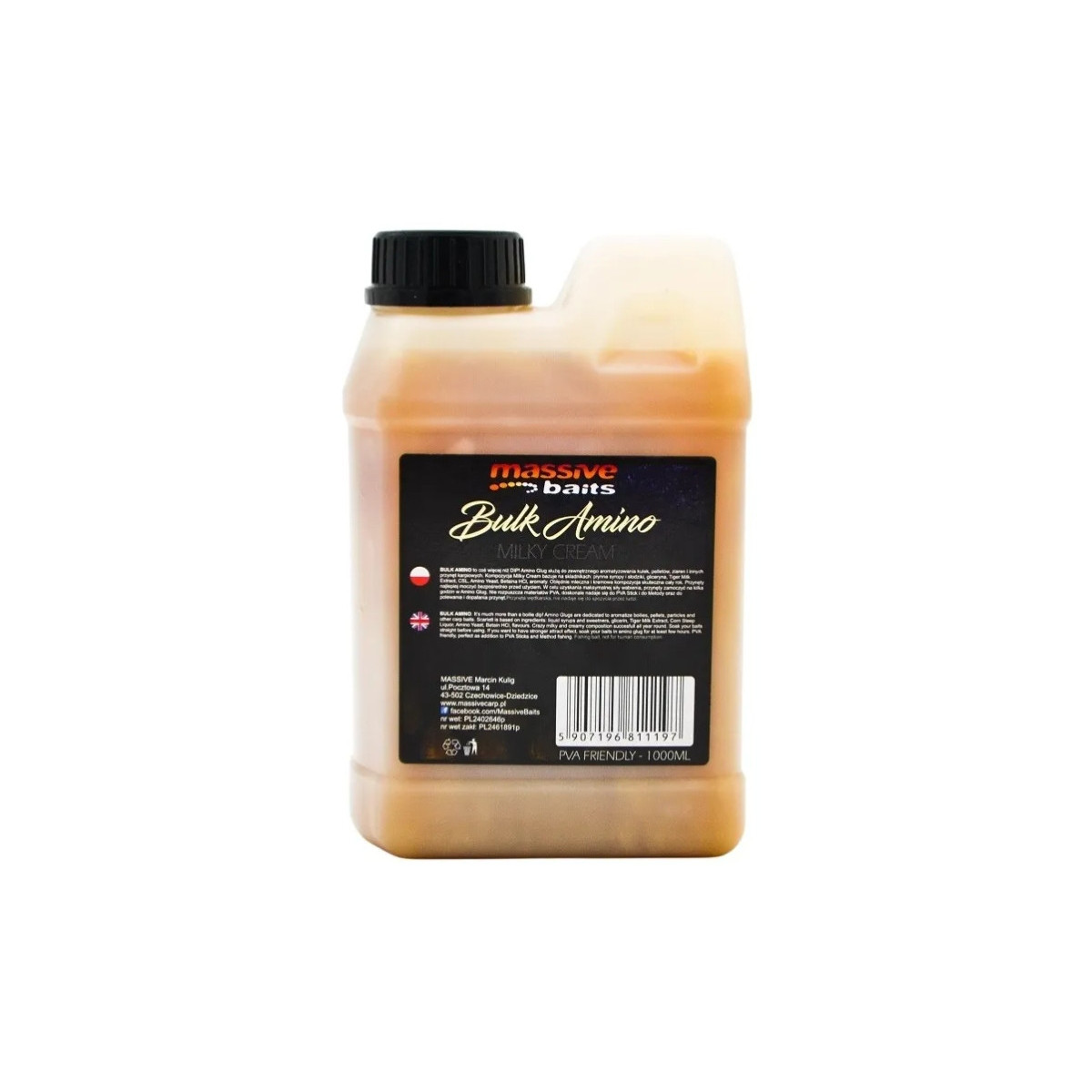 Liquid Massive Baits Bulk Amino 1L - Milky Cream Liquid Massive Baits Bulk Amino 1L - Milky Cream