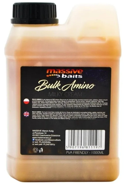 Liquid Massive Baits Bulk Amino 1L - Milky Cream Liquid Massive Baits Bulk Amino 1L - Milky Cream