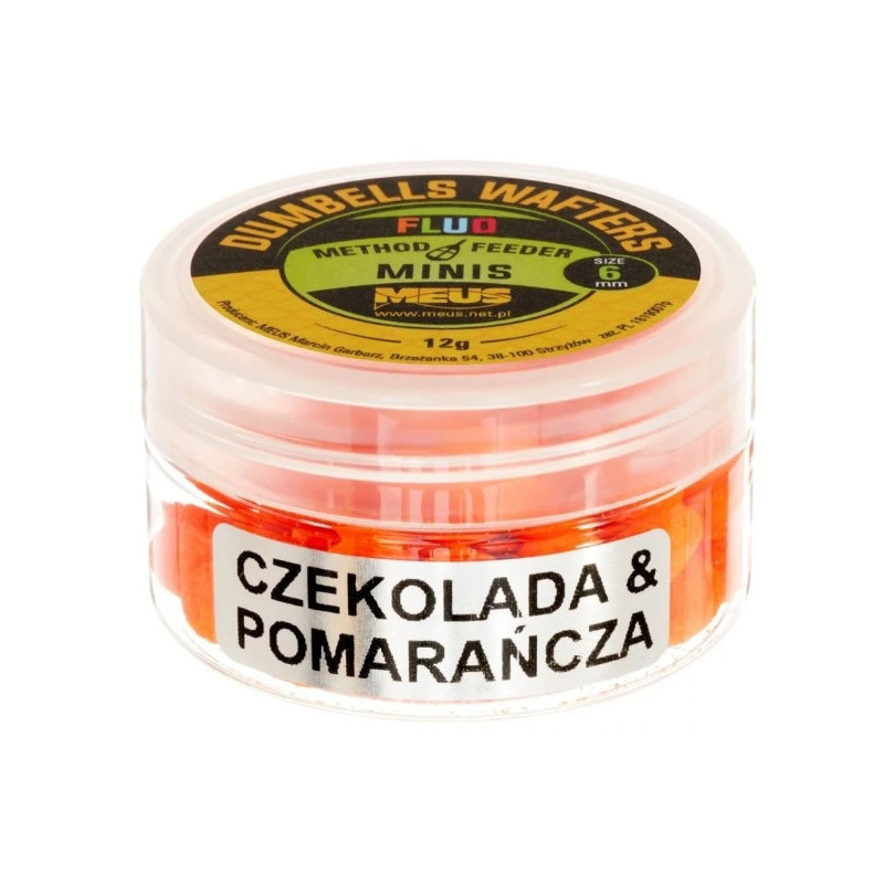 Kulki hakowe Meus Dumbells Fluo Wafters MINIS 12g - 6mm czekolada&pomarańcza