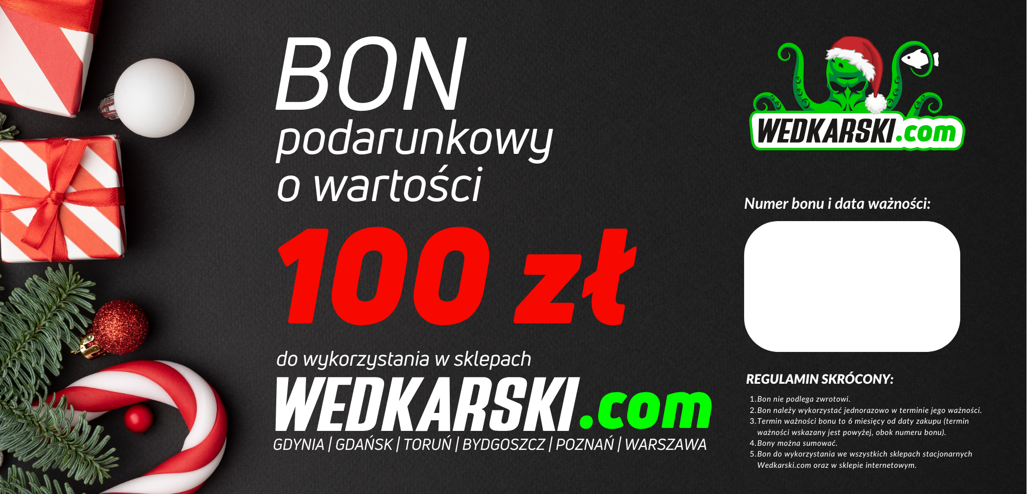 Świąteczny bon podarunkowy 100 zł Świąteczny bon podarunkowy 100 zł