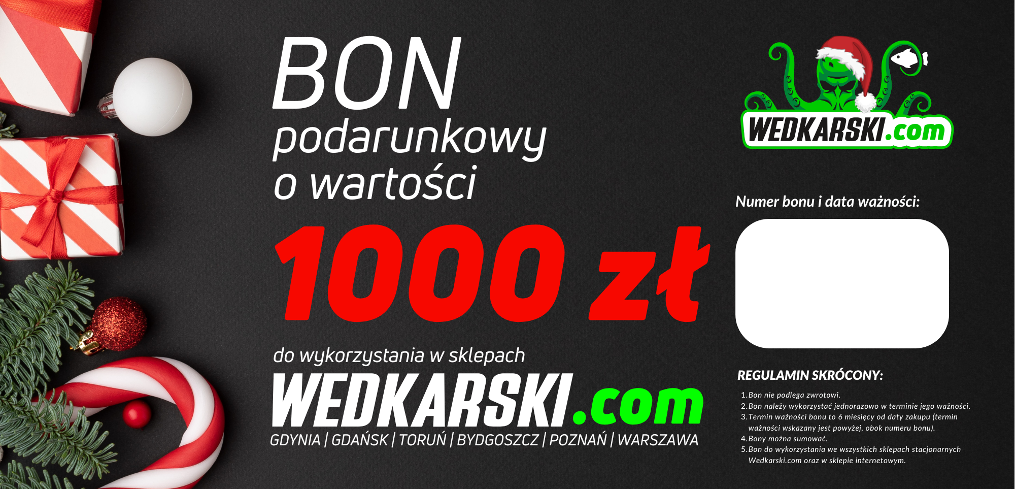 Świąteczny bon podarunkowy 1000 zł Świąteczny bon podarunkowy 1000 zł