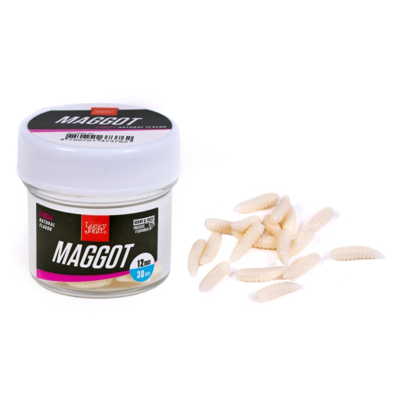 Sztuczna przynęta Lucky John robak biały - 30szt.