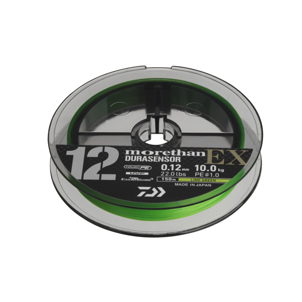 Plecionka Daiwa Morethan DURASENSOR 12 BRAID EX+Si3 0,10mm / 150m / lime green Plecionka Daiwa Morethan DURASENSOR 12 BRAID EX+Si3 0,10mm / 150m / lime green