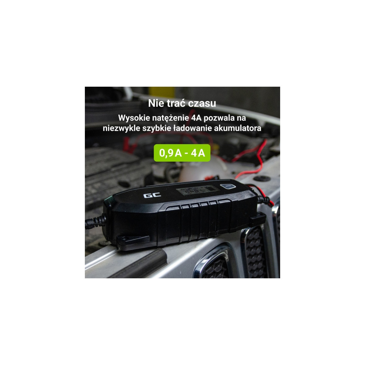 Ładowarka do akumulatora Green Cell 6V / 12V (4A) AGM, LiFePO4, GEL, SLA z funkcją inteligentnej diagnostyki