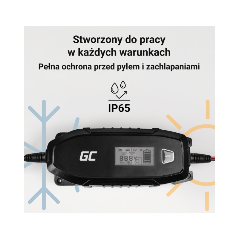 Ładowarka do akumulatora Green Cell 6V / 12V (4A) AGM, LiFePO4, GEL, SLA z funkcją inteligentnej diagnostyki