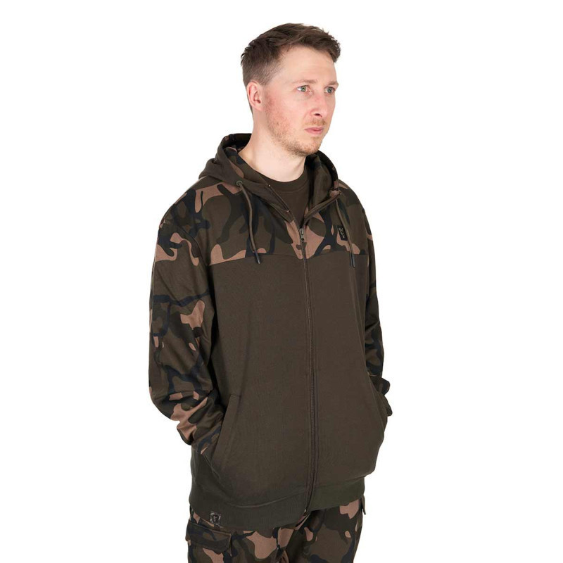 Bluza z kapturem Fox LW Khaki/Camo Split Zip Hoody roz.XL