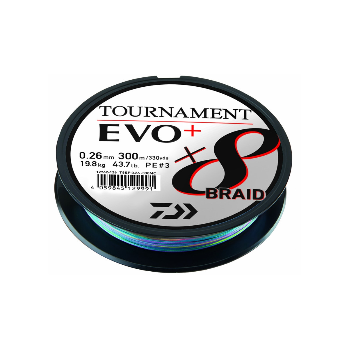 Plecionka Daiwa Tournament X8 Braid Evo+ multi-color 300m / 0.12mm Plecionka Daiwa Tournament X8 Braid Evo+ multi-color 300m / 0.12mm
