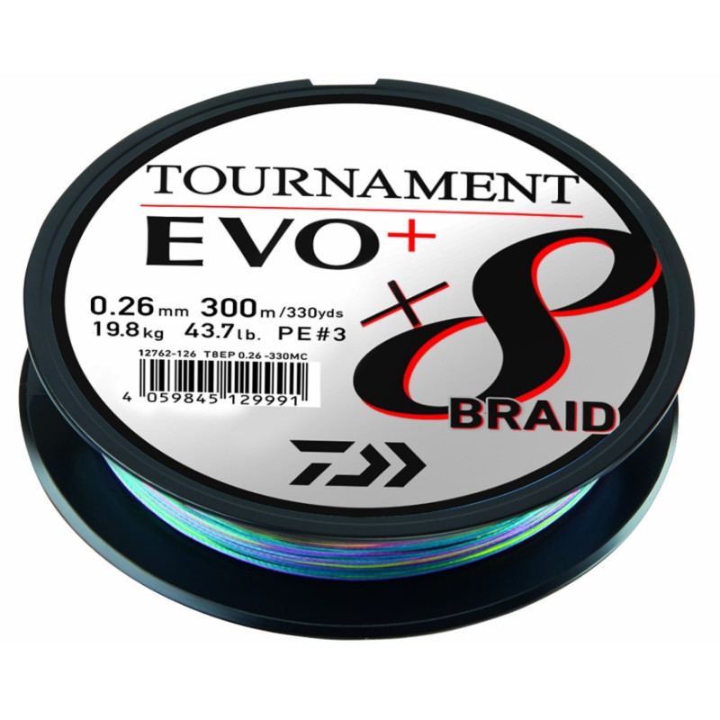 Plecionka Daiwa Tournament X8 Braid Evo+ multi-color 300m / 0.12mm Plecionka Daiwa Tournament X8 Braid Evo+ multi-color 300m / 0.12mm