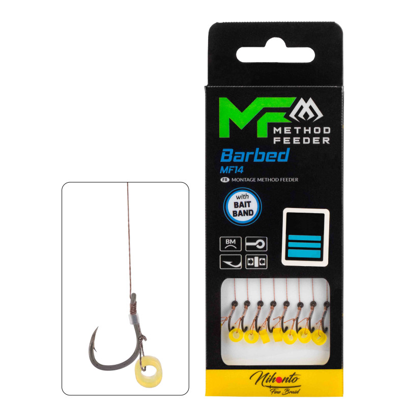 Przypon MF Mikado MF14 z gumką hak z zadziorem nr4 / 10cm / plecionka:0.18mm