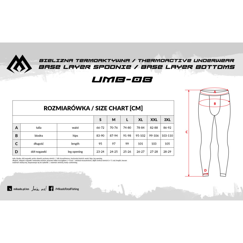 Spodnie termiczne Mikado BASE LAYER SPODNIE roz.XL