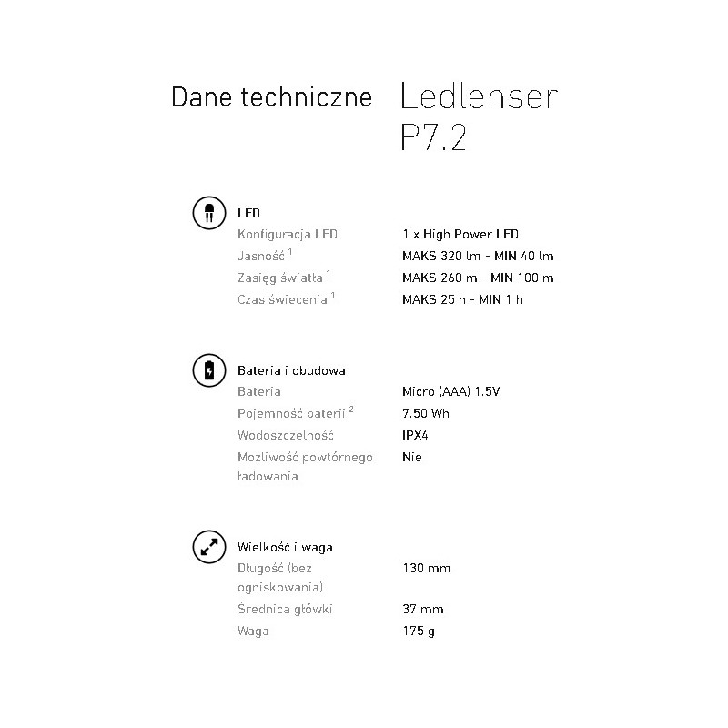 Latarka ręczna P7.2 9607 Led Lenser