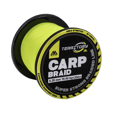 Plecionka Mikado Territory Carp Braid 1200m / 0,20mm - FLUO ŻÓŁTY
