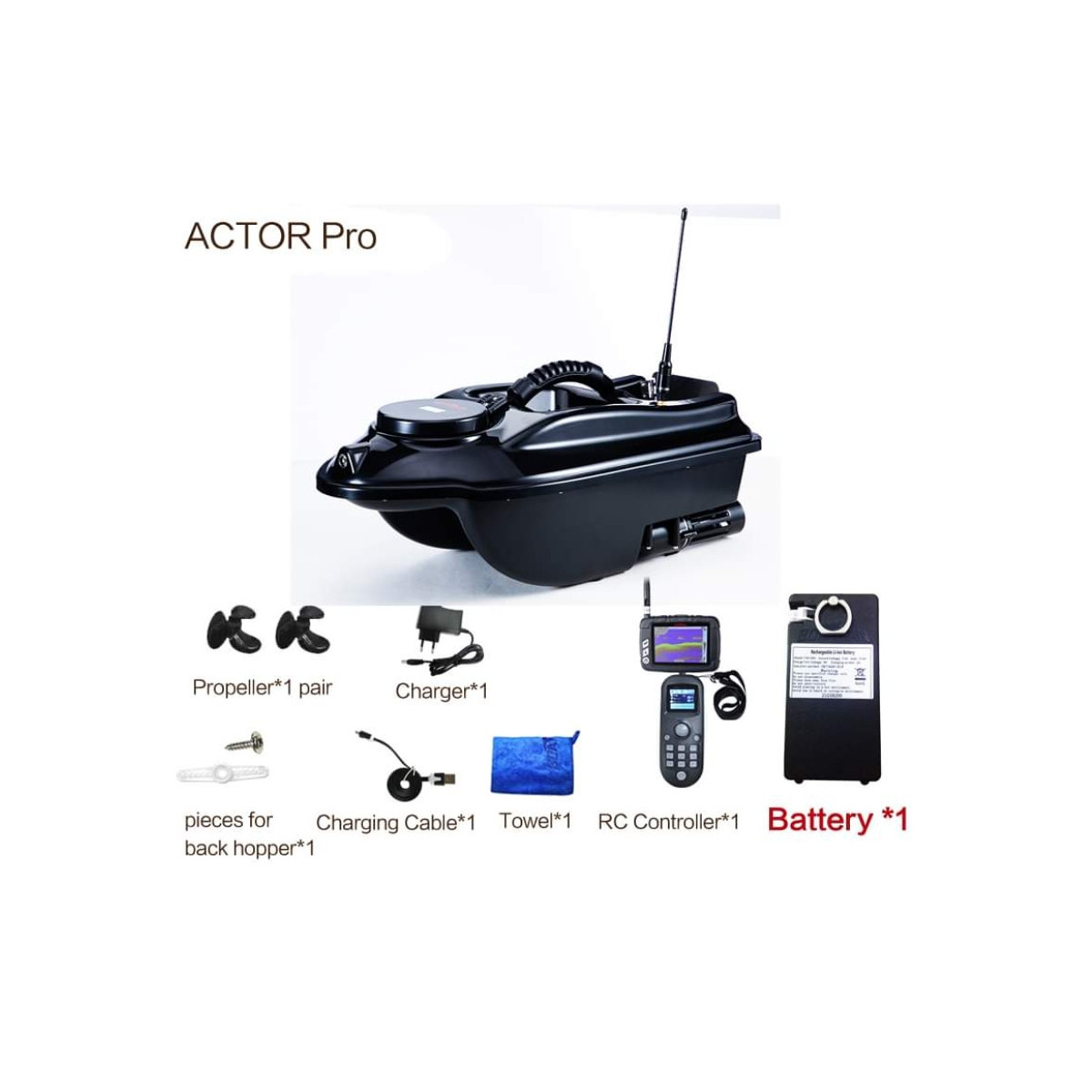 Łódka zanętowa BOATMAN Actor Pro GPS, Echosonda SN2.4 ACPROGE