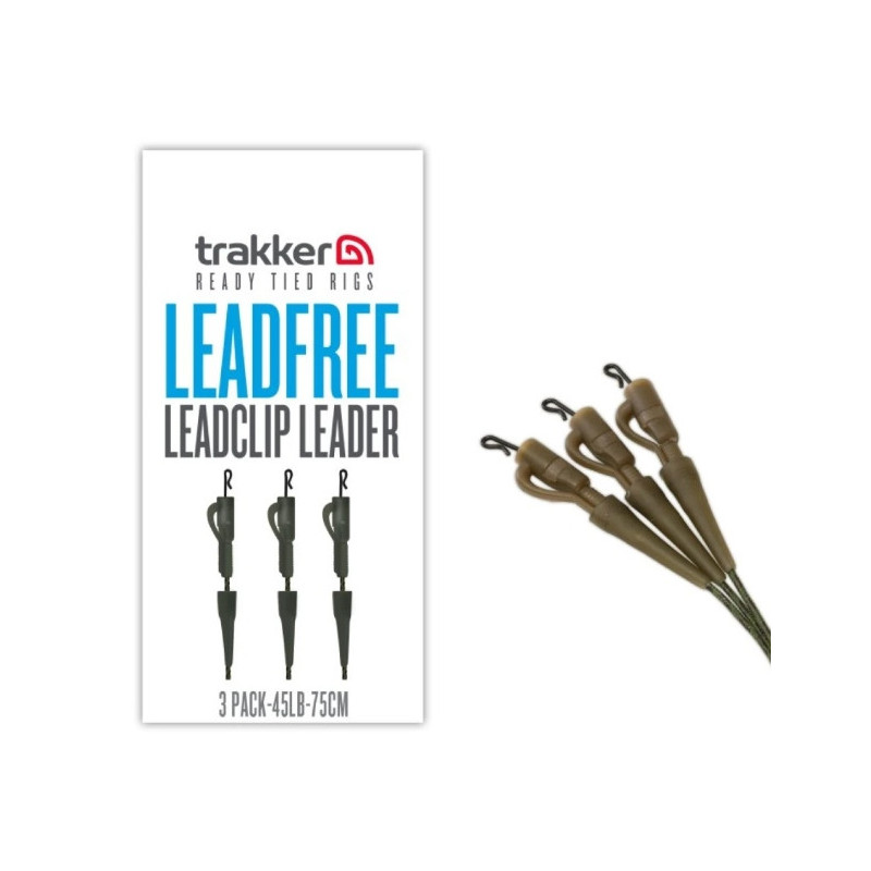 Gotowy leader bezrdzeniowy z bezpiecznym klipsem Trakker Leadfree Leadclip Leader 75cm / 45lb