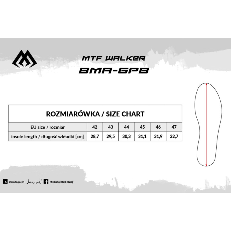Buty do brodzenia Mikado MFT WALKER roz.42 - podeszwa gumowa
