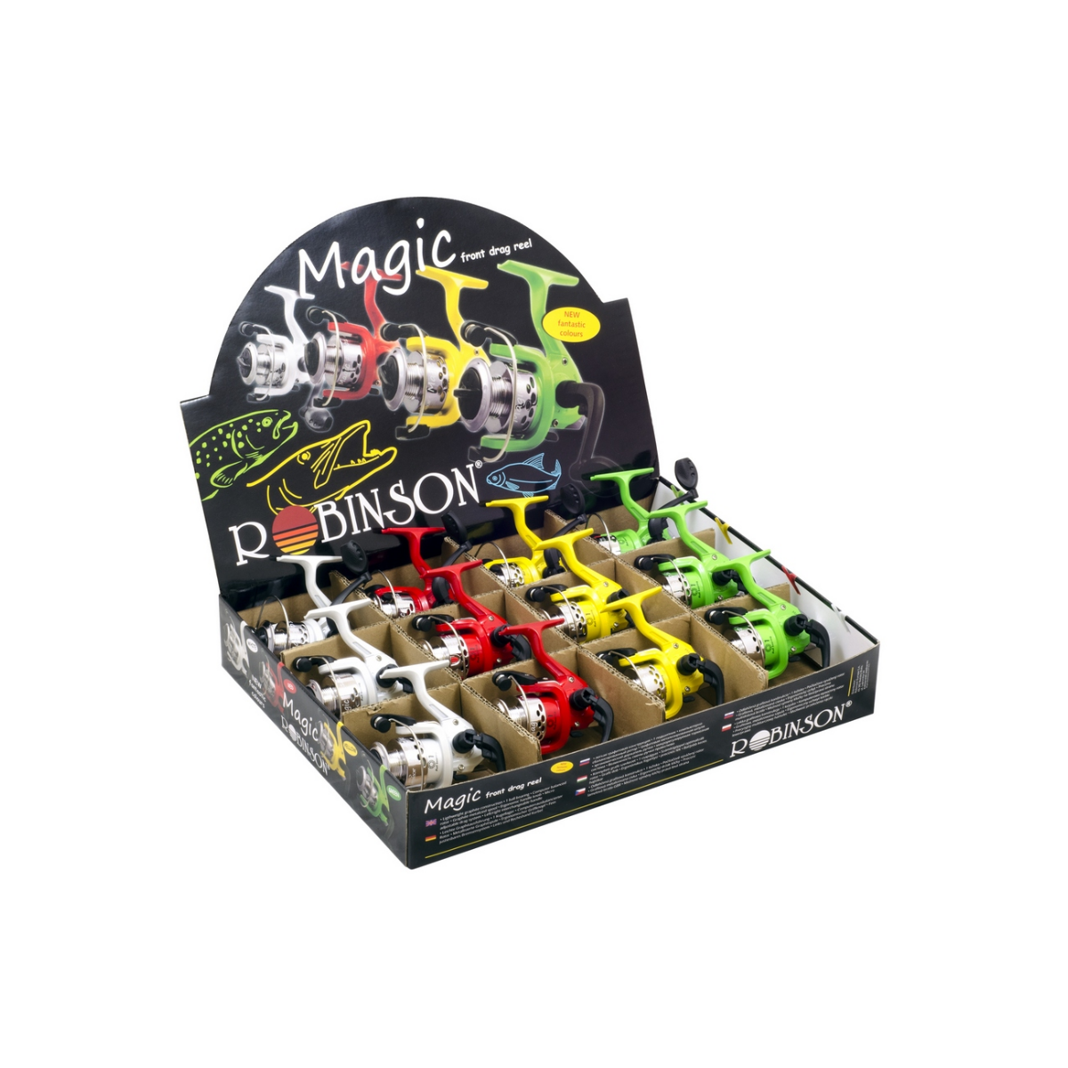 Kołowrotek Robinson Magic 101 1000 czerwony, żółty, zielony, perłowy Kołowrotek Robinson Magic 101 1000 czerwony, żółty, zielony, perłowy