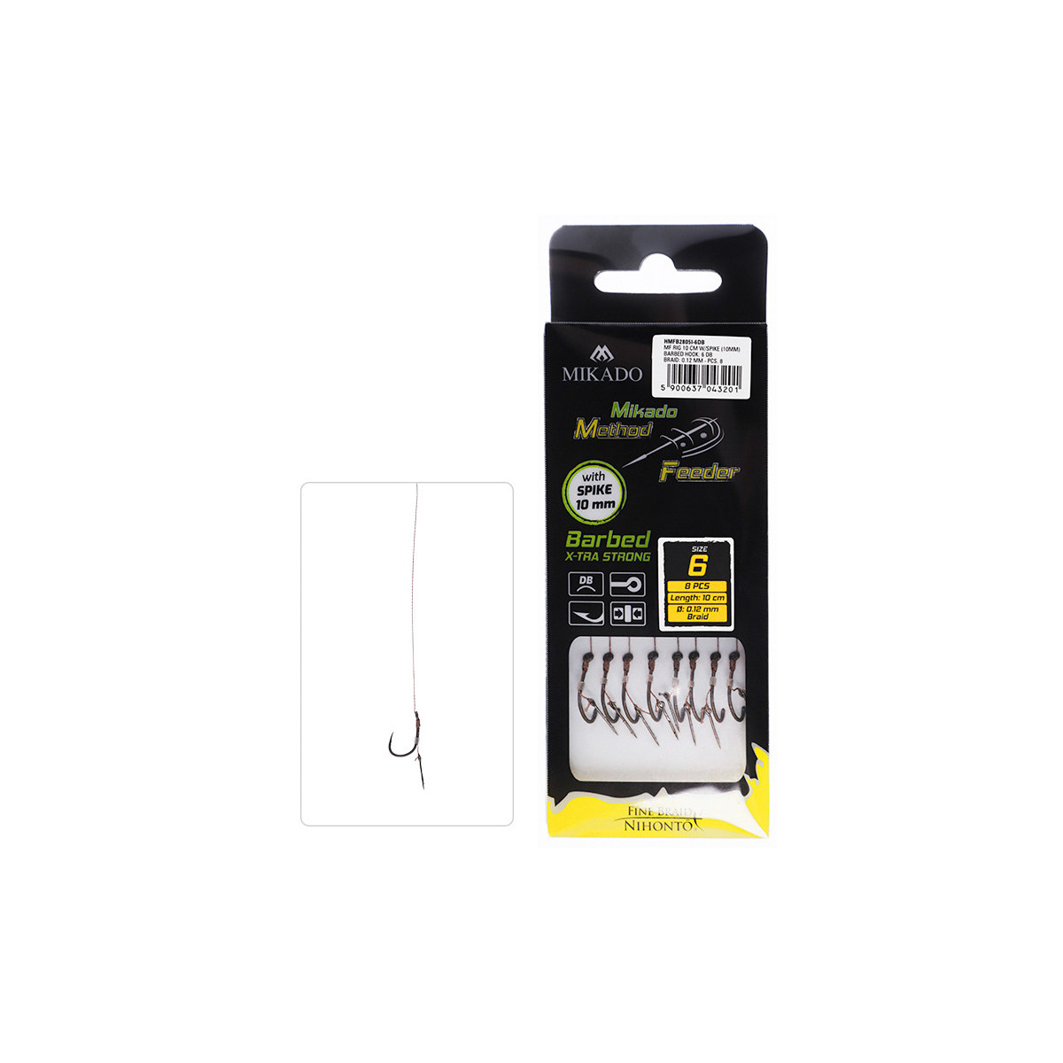 Przypon Mf Mikado z igłą hak i z zadziorem hak12 / 0,12mm / 10cm
