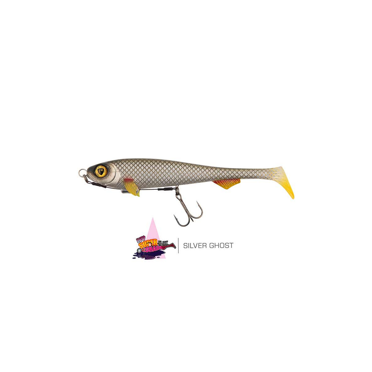 Fox Rage Super Slick Shad 18cm / 7" Loaded UV Silver Ghost