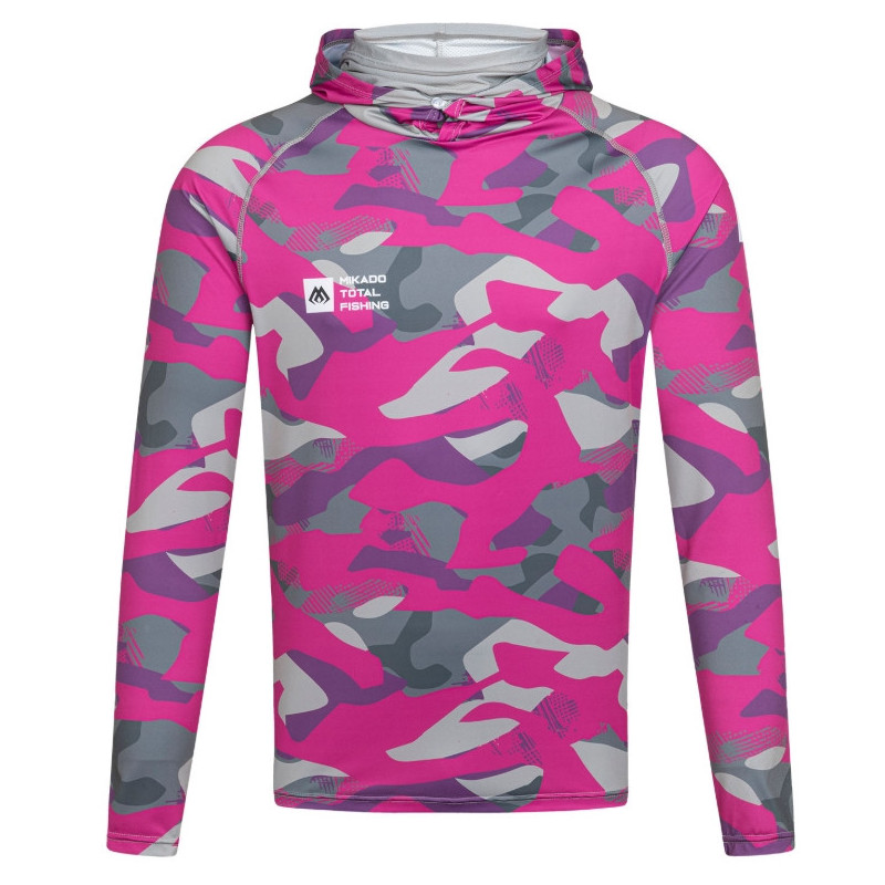 Bluza z kapturem i kominem Mikado z filtrem UPF roz.XL - LADY CAMO