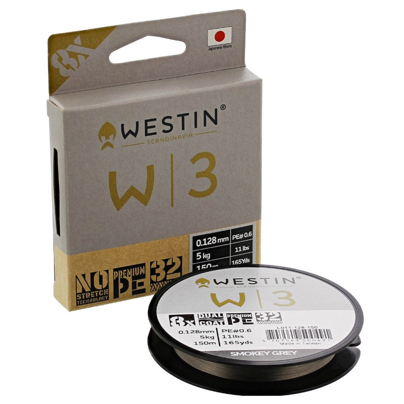 Plecionka Westin W3 x8 Braid SMOKEY GREY 150m - 0.10mm