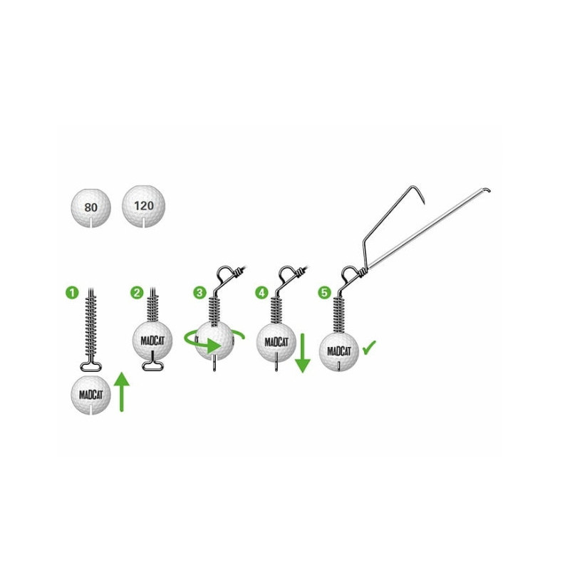System do zbrojenia martwej rybki DAM Madcat Golf Ball Jig System Anti Snag 140+180g System do zbrojenia martwej rybki DAM Madcat Golf Ball Jig System Anti Snag 140+180g