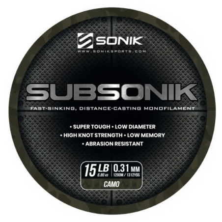 Żyłka Sonik Subsonik Mono Line Camo 1200m / 0,31mm / 15lb Żyłka Sonik Subsonik Mono Line Camo 1200m / 0,31mm / 15lb