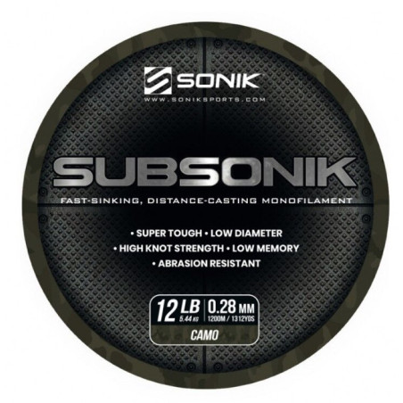 Żyłka Sonik SUBSONIK 1200m / 0,28mm / 12lb / camo