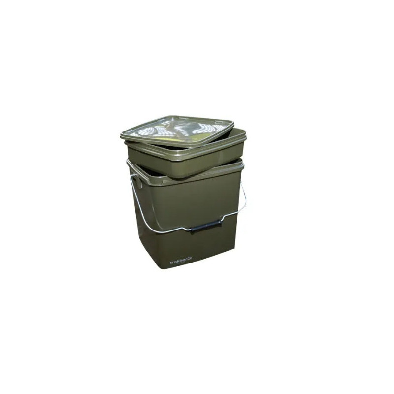 Wiadro Kwadratowe z Tacką Trakker Olive Square Container inc. Tray 13L