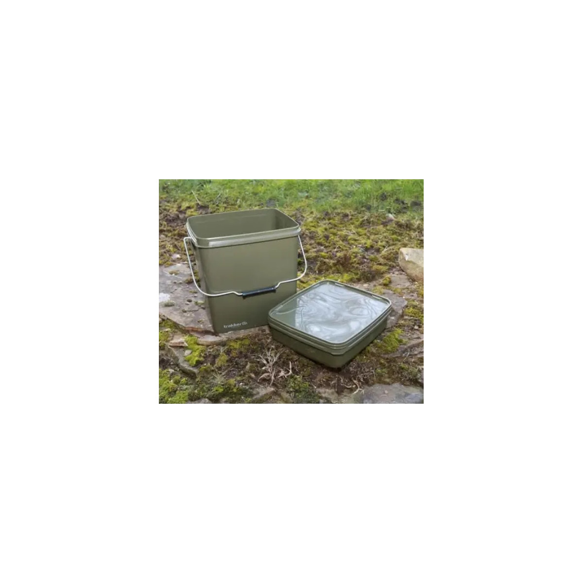 Wiadro Kwadratowe z Tacką Trakker Olive Square Container inc. Tray 13L