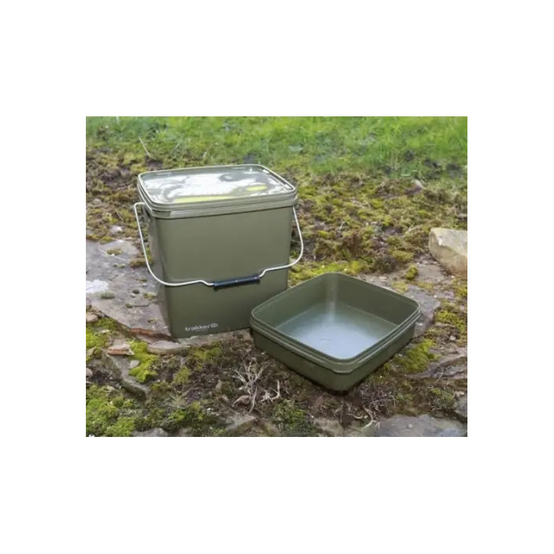 Wiadro Kwadratowe z Tacką Trakker Olive Square Container inc. Tray 13L