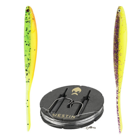 Zestaw Westin Dropshot Rig Kit ShadTeez Pin-Tail 8cm/10g - Dark Water Mix