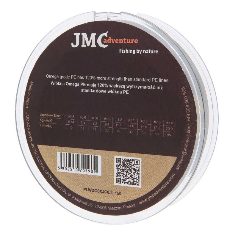 Plecionka JMC ADVENTURE 8XCJ 150m PE2,5 / 40lb - zielona Plecionka JMC ADVENTURE 8XCJ 150m PE2,5 / 40lb - zielona
