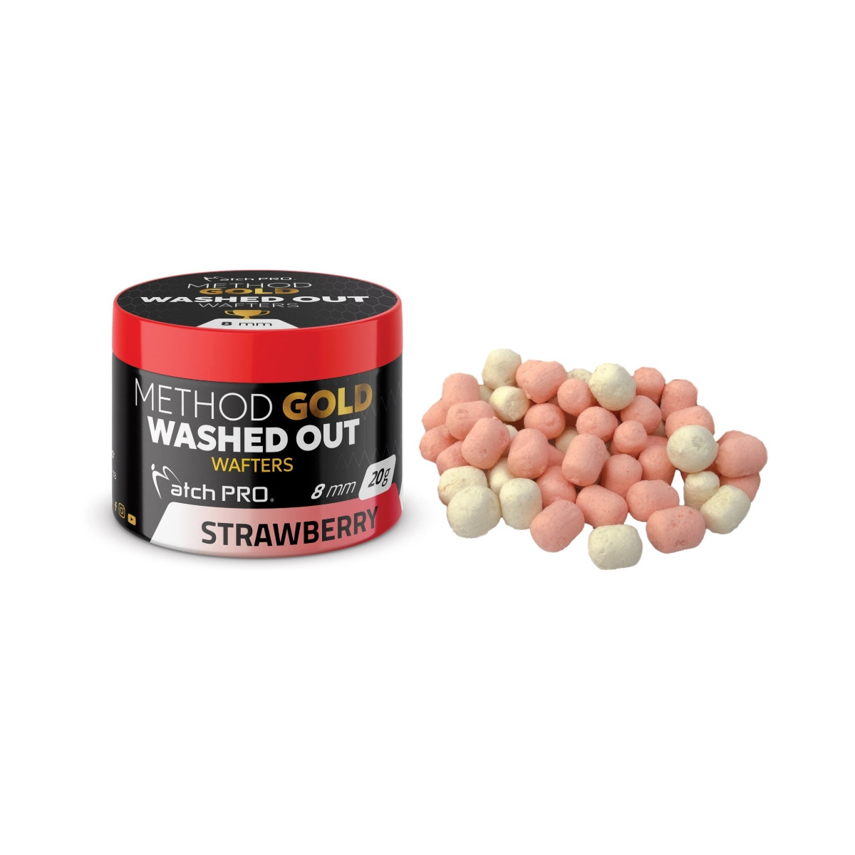 Kulki METHOD GOLD WAFTERS WASHED OUT 20g 8mm - STRAWBERRY Kulki METHOD GOLD WAFTERS WASHED OUT 20g 8mm - STRAWBERRY
