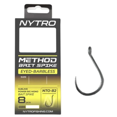 Przypon Nytro NTO-B2 Barbless Method Bait Spike Ready Tied Rigs 10cm / 0,19mm / hak14