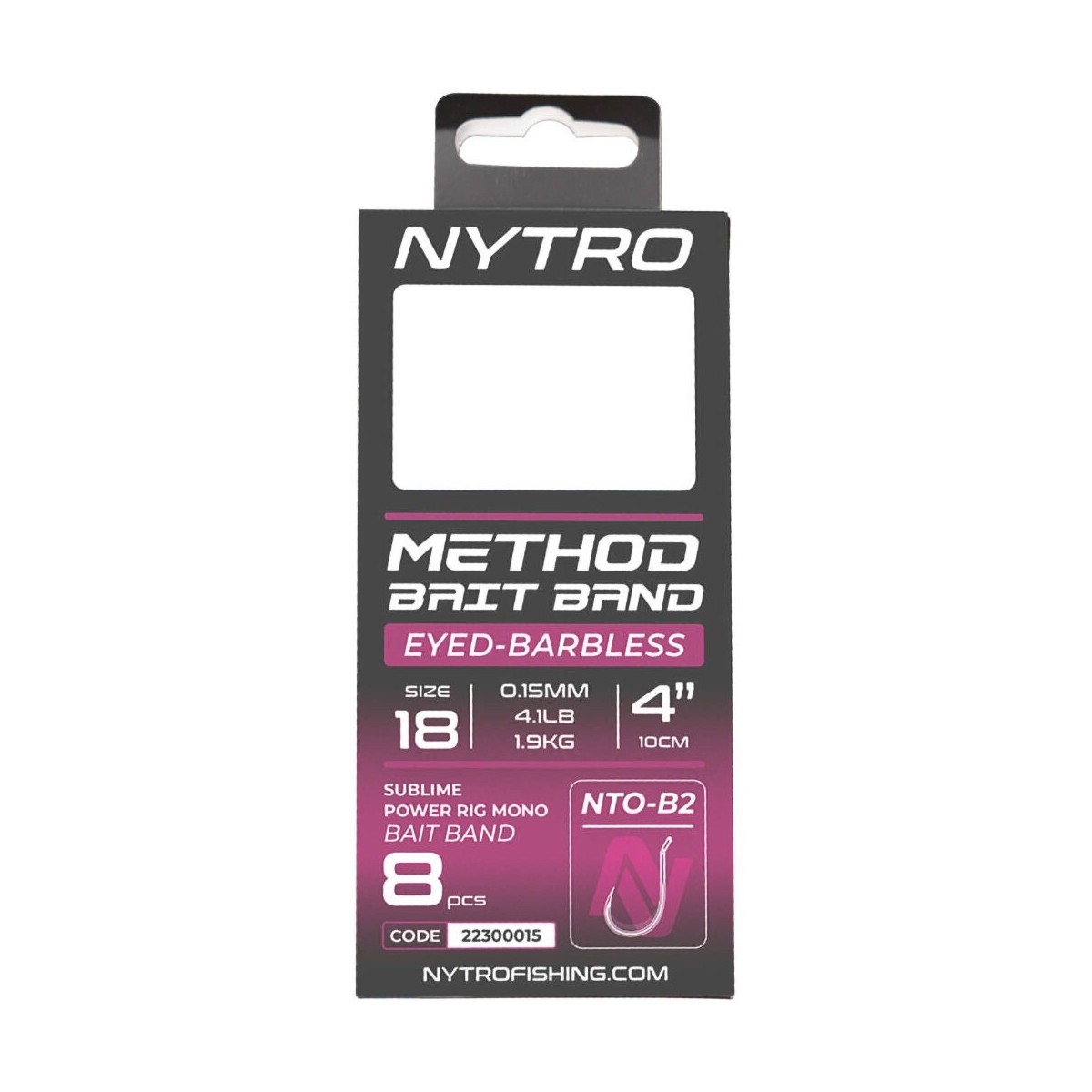 Przypon Nytro Nto-b2 Barbless Method Latex Bait Band 10cm / 0,23mm / hak10 Przypon Nytro Nto-b2 Barbless Method Latex Bait Band 10cm / 0,23mm / hak10