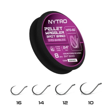 Przypony Nytro Nto-b2 Barbless Pellet Waggler Latex Bait Band 61cm / 0,19mm / hak14
