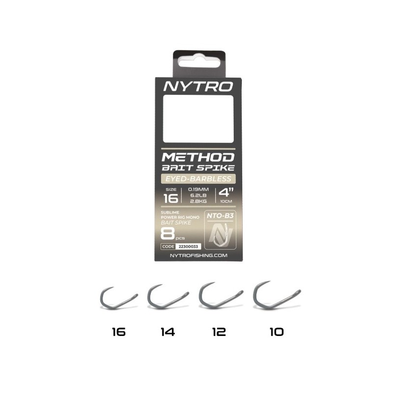 Przypony Nytro Nto-b3 Barbless Method Bait Spike 10cm / 0,23mm / hak12