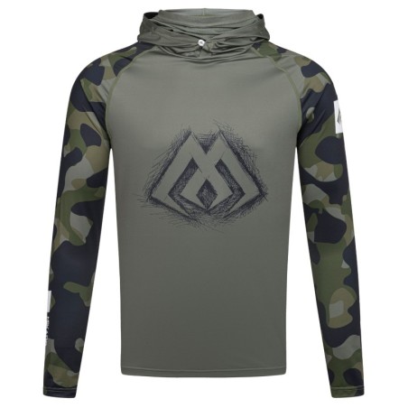 Bluza z kapturem i kominem Mikado z filtrem UPF rox.3XL - GREEN CAMO