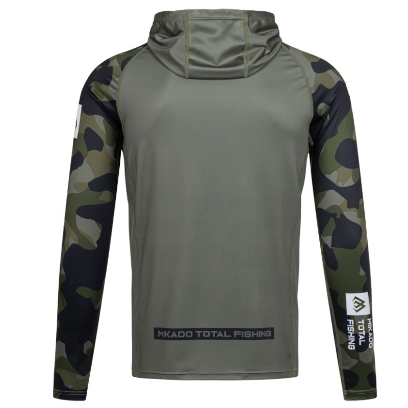 Bluza z kapturem i kominem Mikado z filtrem UPF rox.4XL - GREEN CAMO Bluza z kapturem i kominem Mikado z filtrem UPF rox.4XL - GREEN CAMO