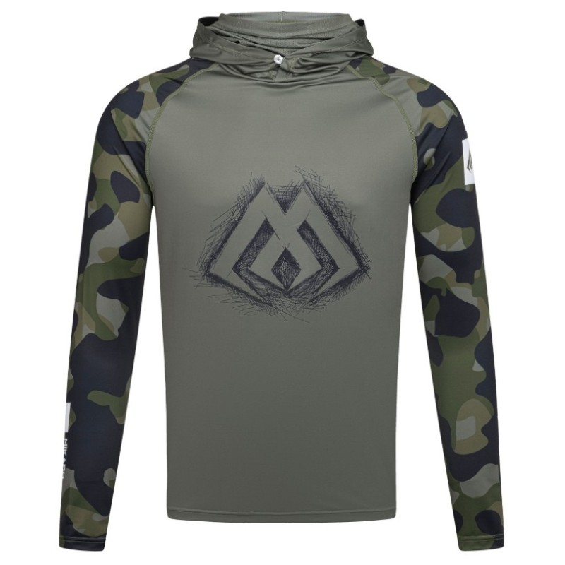 Bluza z kapturem i kominem Mikado z filtrem UPF rox.S - GREEN CAMO